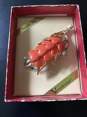 Vintage Vendome Coral  Brooch. • $30