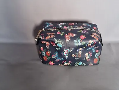 Accessorize Navy With Butterfly & Floral Design Make-Up Bag 21 X10.5 X 16cm • £5