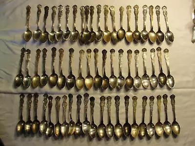 60 Antique / Vintage Rogers And Wallace Silver Plate U.s. State Spoons Lot *136 • $64.95