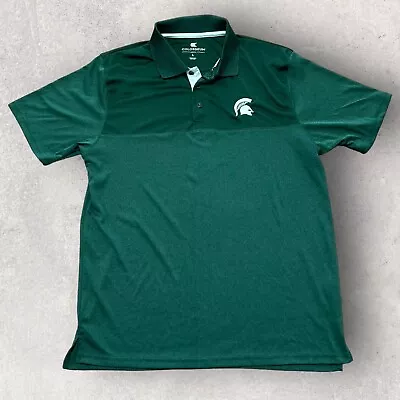 Michigan State Spartans Shirt Men Large Green University Polo Stretch Golf Light • $16.99