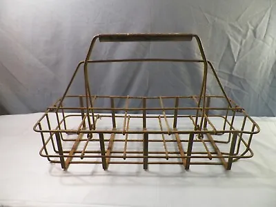 Vintage Large Metal 8 Milk Bottle Carrier Caddy Crate INV2 • $39.99