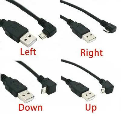 90 Degree Angle USB 2.0To Left Right Micro Usb Cable Usb Cable For Phone Lo E8K5 • $7.60