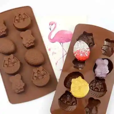 Easter Rabbit Eggs Silicone Chocolate Baking Mould Cookies Ice Cube Tray Mold UK • £2.90