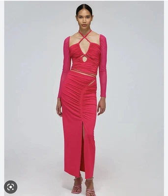 $64.34 • Buy Self-Portrait Pink Fuscia Skirt: UK12 SS22 RRP £220 Worn Once Reformation Staud