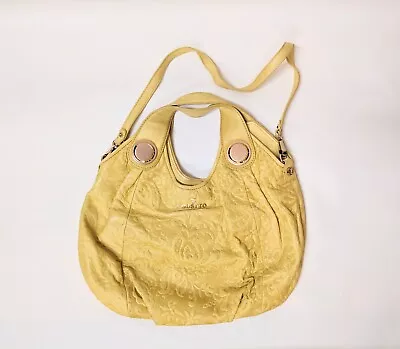 Gustto Handbag Yellow Floral Embossed Leather Hobo Tote NEW NWT W/ Bag • $65