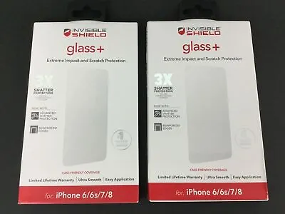 $29.95 • Buy 2 X Zagg Invisible Shield Glass+ Tempered Screen Protector - IPhone 8, 7, 6 & 6s