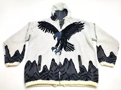 Vintage Tejidos Ruminahui Eagle Zip Up Wool Sweater Jacket Coat Adult XL • $44.99