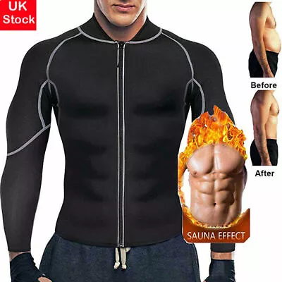 $29.99 • Buy Men Weight Loss Sauna Suit Sweat Top Neoprene Body Shaper Fat Burner Long Sleeve