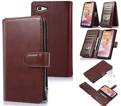 Oppo A59 F1s Multifunction Pu Leather Wallet Case 10 Cards Zip Pouch • $15.50