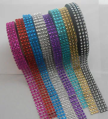 15mm X 3m Diamonte Diamante Ribbon Cake Craft Card Making 8 Colours To Choose • £2.99