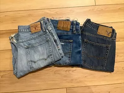 Lot Of 3 American Eagle Jeans Mens 30/31x30 Original Straight Skinny Bootcut • $9.99