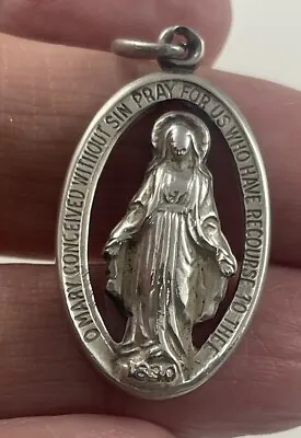 Vintage Catholic Creed Sterling Miraculous Mary Medal 6.5 Grams Silver • $39.99