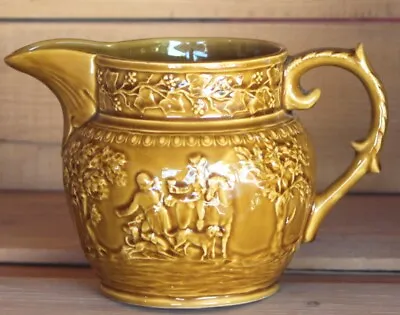 TG Green LTD Vintage 1970s English Pottery Embossed Pitcher Hunting Scene • $32.99
