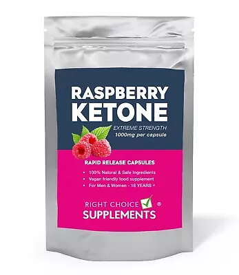 Pure Raspberry Ketone 1000mg Weight Loss Capsules Diet Pills Slimming Fat Burner • £3.99