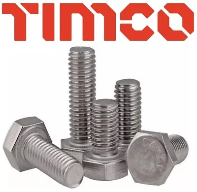 M6 - M12 Set Screws Hex Head Fully Threaded Bolt Stainless Steel A2 - Din 933 • £1.48