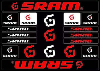SRAM Bike Bicycle Frame Decals Stickers Graphic Adhesive Set Vinyl Red • $18.99