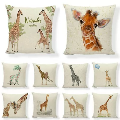 £3.59 • Buy Decoration 18x18 Animal Linen Sofa Gift Cover Cushion Giraffe Pillowcase Home