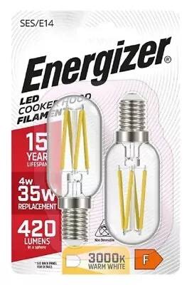 2 X Energizer LED 4W=35W Cooker Hood Extractor Fan Lamp Light Bulb 240v SES E14 • £6.85