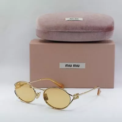 MIU MIU MU52YS 5AK10B Shiny Gold/Light Orange 54-21-125 Sunglasses New Authentic • $289.45