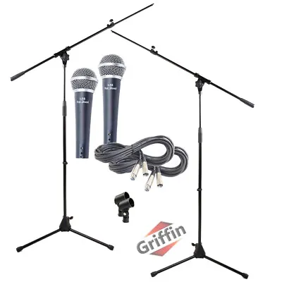 Microphone Boom Stand 2-PACK DJ Tripod Holder XLR Cable Unidirectional Vocal Mic • $57.95