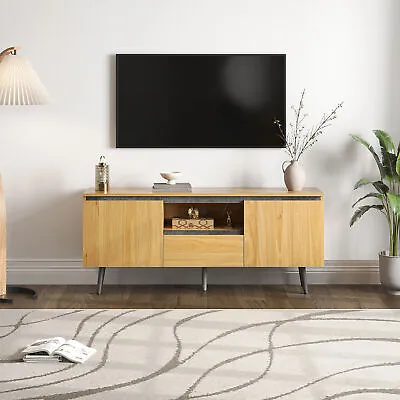 TV Stand With LED Lights Modern Drawer Storage Cabinet For 50 55 60 Inch TV Wood • £109.99
