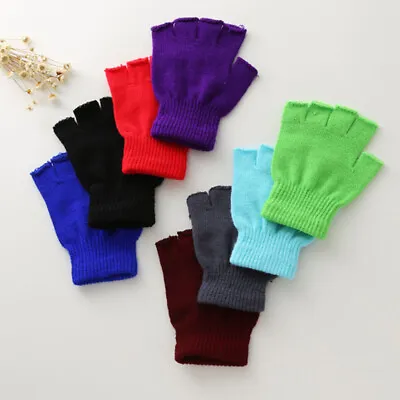 Fingerless Gloves Work Thermal Mens Womens Unisex Half Finger Magic Winter Sport • $7.31