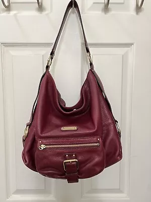 Michael Kors Burgundy Leather Hobo Shoulder Bag Top Zip Single Strap • $34.95