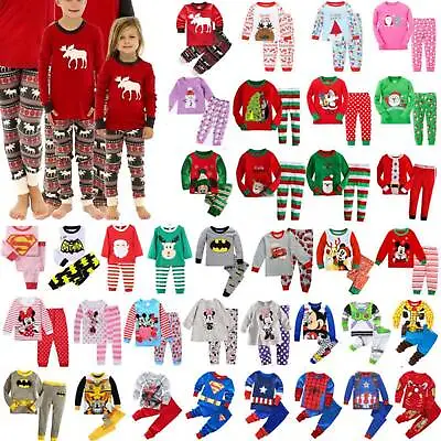 Kids Baby Girls Nightwear Sleepwear Pyjamas Christmas Outfits Age 1-7 Years Old • £12.07