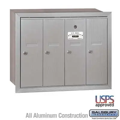 Vertical Mailbox 4 Doors Aluminum Recessed Mounted USPS Access • $429.85