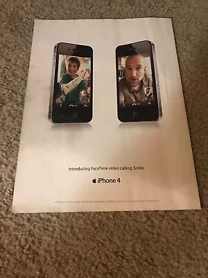 Vintage 2010 APPLE IPHONE 4 POSTER PRINT AD  INTRODUCING FACETIME  • $8.99