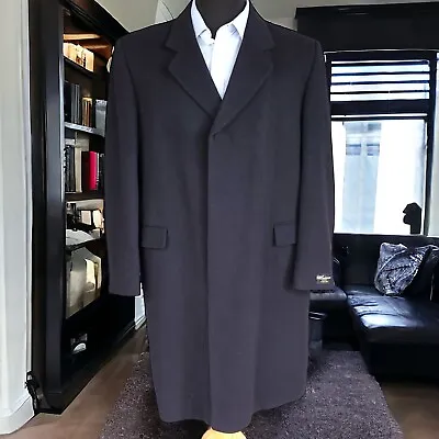 Vintage Dunn & Co Overcoat NEW Usa 36R Uk 46R Navy 100% Cashmere Made In England • $193.50