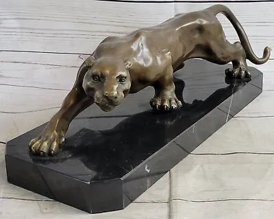 Handcrafted Barye Bronze Sculpture Cougar Mountain Lion Genuine Hot Cast Artwork • $419