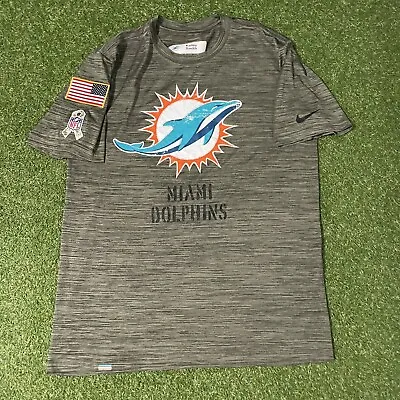 Miami Dolphins Army Green Camo Nike Dri-Fit Shirt Large L NFL Team Issued Tee • $39.99