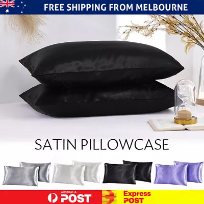 $6.72 • Buy Pillow Case Satin Cover Bedding Cushion Solid Standard Luxury Pillowcase AU