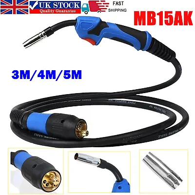 MAG MIG Welding Torch MB15AK Euro Connector 3/4/5M Gun Gas Conversion For Welder • £26