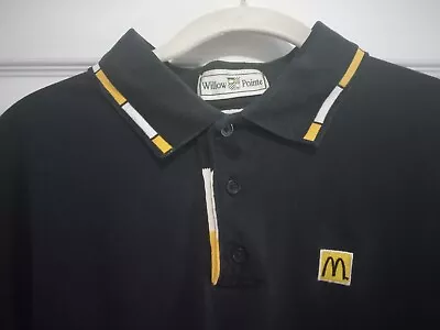 Vtg 1980's McDonalds Employee Crew Uniform Black Polo Shirt Golden Arches Mens L • $28.95