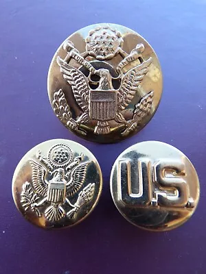 WWII US Army Visor Collar Brass Disk Pin SB Cap Hat Eagle Insignia Military Lot • $14