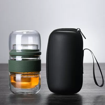 Portable Glass Tea Cup Set With Infuser For Travel & Outdoors • $18.86