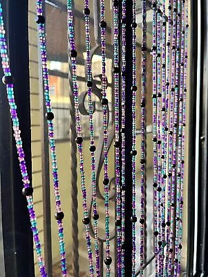 Bohemian Hippy Beaded Curtain For Doorways Multicolor Glass Beads Strings 76 ... • $117.88