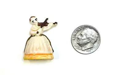 Miniature Colonial Woman Playing Violin 1” Tall Ceramic Vintage • $4.50