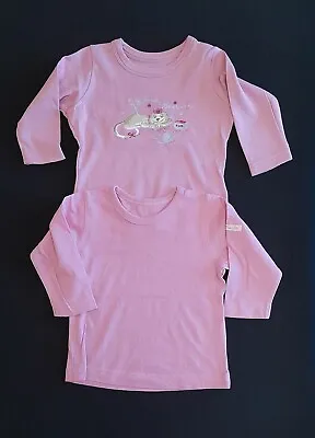 Baby Girls 2 Pack M&S 100% Cotton Long Sleeve T-Shirts Age 6-9 Months • £8