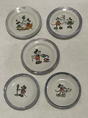 1930’s Handpainted Mickey Mouse Children’s China Tea Set Plates • $49