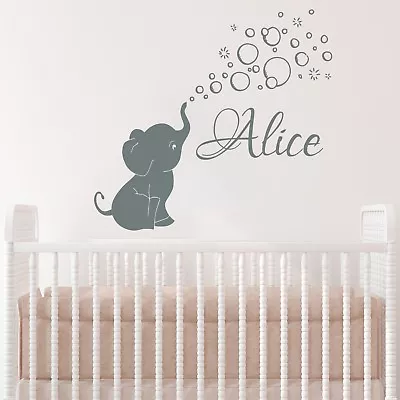 Elephant Baby Girls Custom Name Wall Decal Vinyl Sticker Nursery Decor MS906 • $21.99