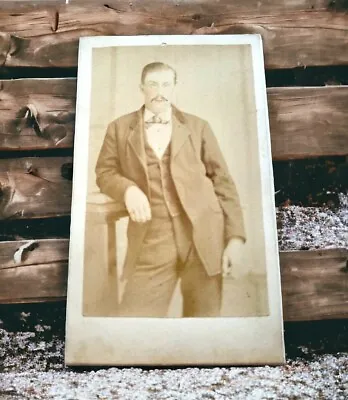 Photo Dapper Man Colorized Cheeks Tie Victorian Era 1800s In Virginia CDV Card • $25.20