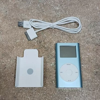 ✅TESTED Apple IPod Mini A1051 4gb Blue 1st Gen MP3 Player Authentic Cable Bundle • $39.95