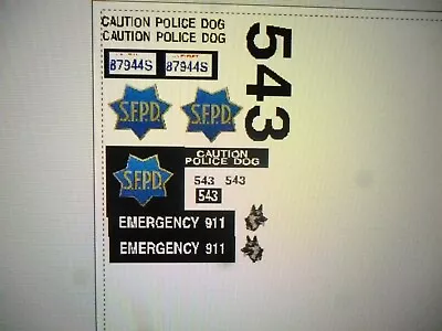 San Francisco California  Police  Patrol  Vehicle Decals Custom 1:18 • $14.99