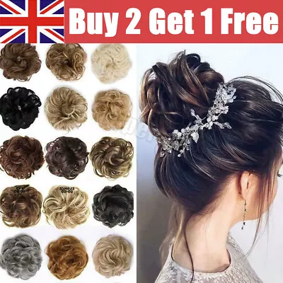 Curly Messy Hair Bun Piece Updo Scrunchie Bobble Hair Extensions Fake Natural UK • £3.92