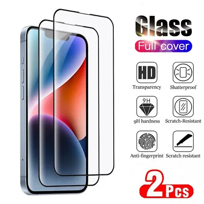 $8.99 • Buy 2X Tempered Glass Screen Protector For IPhone 15 14 13 12 11 Pro Max 7 8 PLUS XR