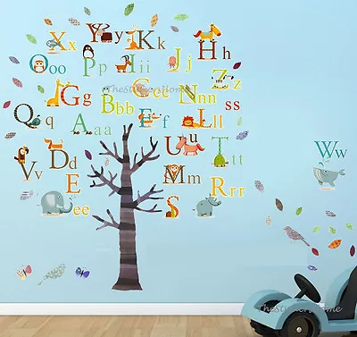 Huge Combo Alphabet Animal Tree Wall Stickers Educational Kids Art Decal Nursery • £9.98
