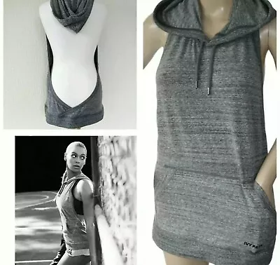 £24 • Buy Ivy Park Grey Backless Hoodie Hooded Sleeveless Active Sweat Vest Beyonce XL 14
